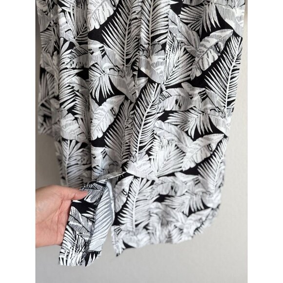 Vintage 1980s APRIL RAIN Dress White Black Palm Print Dolman Long‎ Sleeve 13-14 - Picture 10 of 13